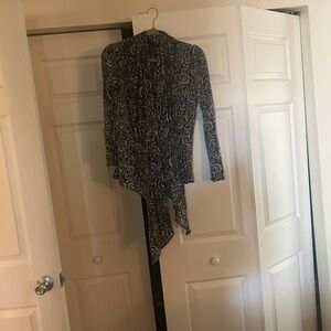 Elegant Black and White Paisley Wrap Top